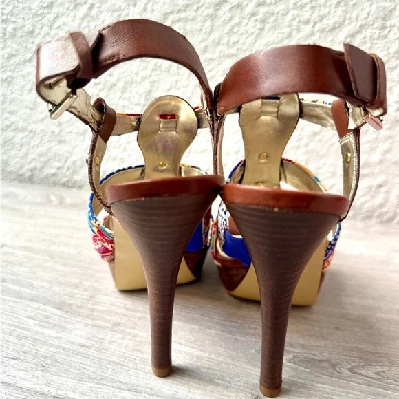 Guess Brown and Multicolor Floral Heels - Picture 11 of 16